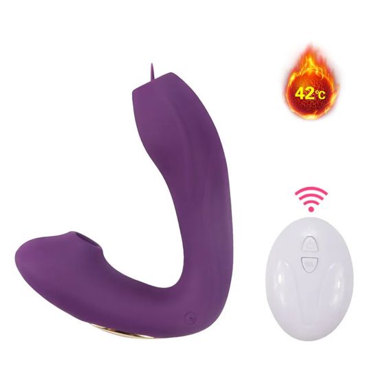 Вибратор двойной стимуляции Purple Heat Duo с вакуумом, подогревом и пультом ДУ | Зображення 5