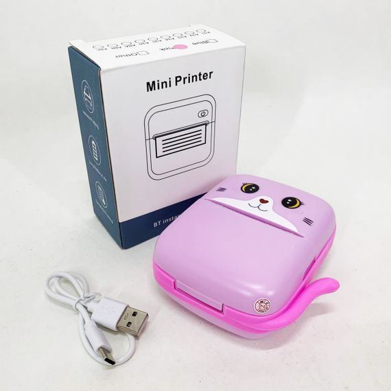 Портативный детский термопринтер с Bluetooth A8 Cat мини принтер для телефона Pink SC-51 | Зображення 6