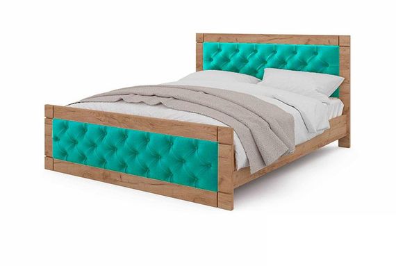 Ліжко двоспальне Natali 160x200 см Дуб Тахо/велюр Light Teal (м'ятно бірюзовий) вибір кольору оббивки | Зображення 1