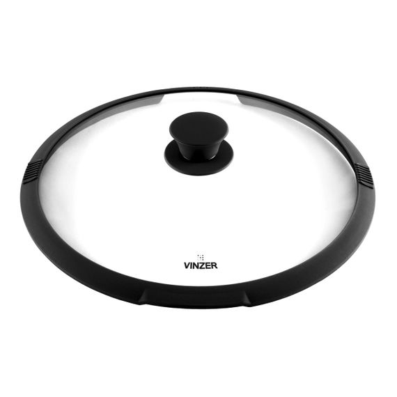 Крышка стеклянная Vinzer 24 см 50246 универсальная с силиконовым ободком для кастрюль и сковород