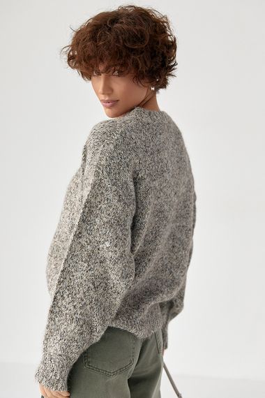 В'язана вільна кофта меланж - кавовий цвет, ONE SIZE (є розміри) | Зображення 1