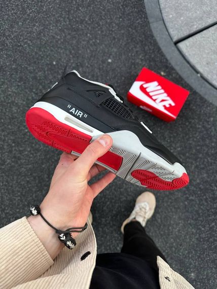 Зимові кросівки Nike Air Jordan 4 Retro (black & red) | Зображення 1