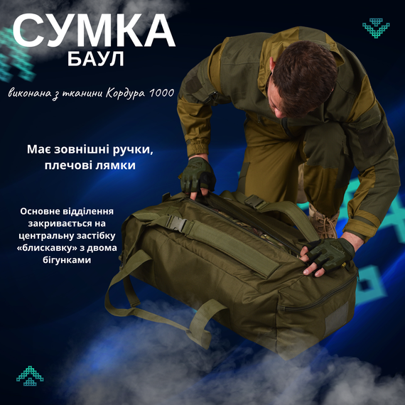 Рюкзак баул сумка олива 65л. | Зображення 3
