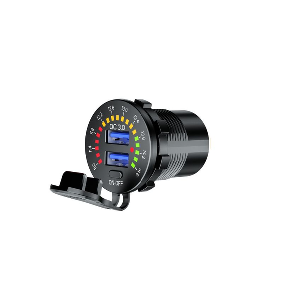 Автомобильное зарядное устройство 12V 24V QC 3.0 Dual USB 18W-36W с подсветкой и выключателем (sv0391) | Зображення 3