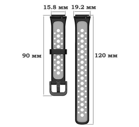 Силіконовий ремінець Primolux Perfor Classic для фітнес браслета Huawei Band 7- Black&Grey | Зображення 5