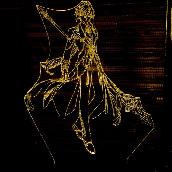 Акриловый светильник-ночник Чжун Ли (Zhongli) 2 желтый tty-n000671