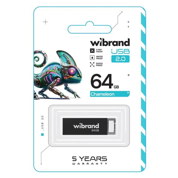 USB флеш накопичувач Wibrand 64GB Chameleon Black USB 2.0 (WI2.0/CH64U6B) | Зображення 1