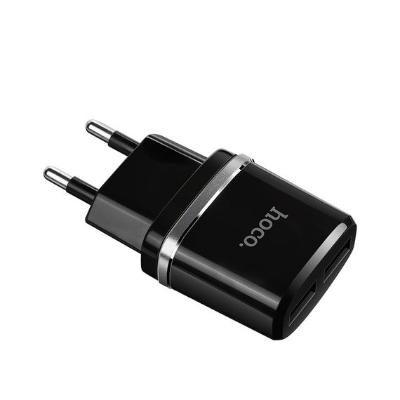 Набір СЗУ HOCO C12 Smart+кабель Micro, 2xUSB, 2.4A, кабель 1м, Black, Blister | Зображення 3