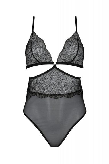 Боди Passion AMBERLY BODY 4XL/5XL black, ассиметричный крой, кружевной лиф, золотая нить sexstyle | Зображення 2