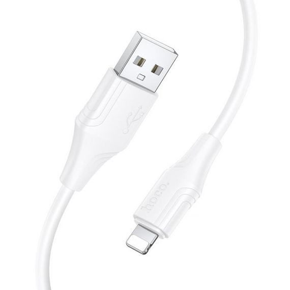 Дата кабель Hoco X124 Bien silicone USB to Lightning 2.4A (1m) White | Зображення 1