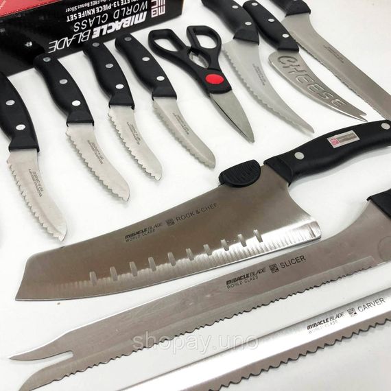 Набор ножей кухонных сталь Contour Pro Knives 13, Набор ножей для новой кухни, Товары для кухни ножи DZ-13 | Зображення 2