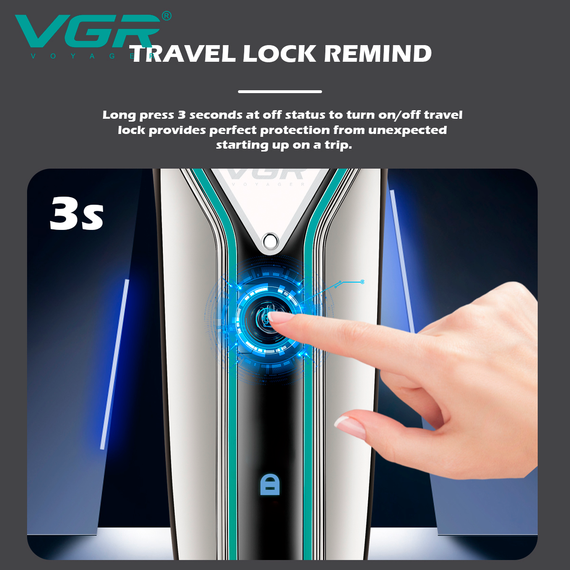 Электробритва VGR V-323 BLACK, роторная, IPX6, LED дисплей | Зображення 2