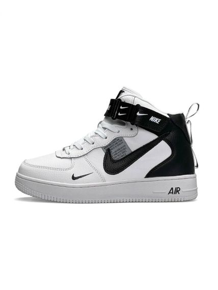 Зимові жіночі кросівки  Air Force 1 Utility High White Black Fur, В'єтнам