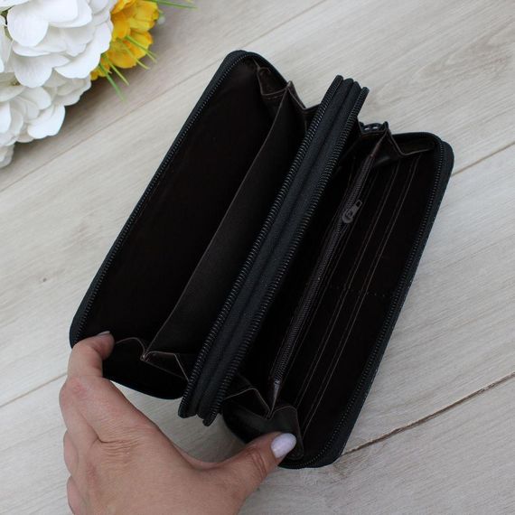 Кошелек женский из экокожи черный 19х9,5х4см | Зображення 1