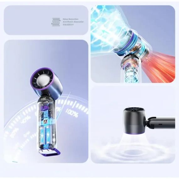 Вентилятор портативний настільний ручний Handheld fan LY-937 із вбудованим акумулятором та з цифровим дисплеєм, 5 швидкостей | Зображення 4