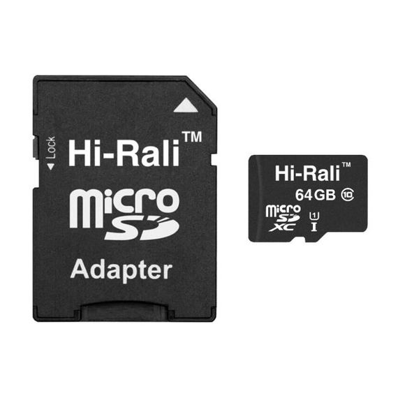 Мапа пам'яті Hi-Rali MicroSDXC 64 gb UHS-1 10 Class & Adapter | Зображення 1