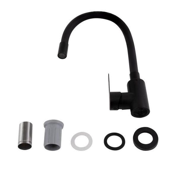 Змішувач для кухні Brinex Pure 015F3 з гнучким виливом   Black Matt BRIPUR015F3BLM | Зображення 3