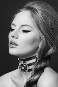 Чокер потрійний з кільцем для повідця Bijoux Pour Toi - FETISH, екошкіра sexstyle