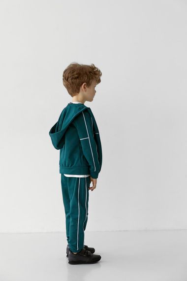 Спортивний костюм на хлопчика колір зелений/білий р.128 408082 | Зображення 2