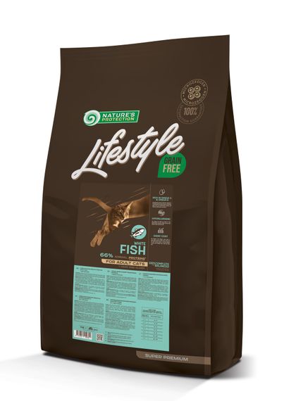 Корм Nature's Protection Lifestyle Grain Free White Fish Adult Cat сухий з білою рибою для дорослих котів 7 кг