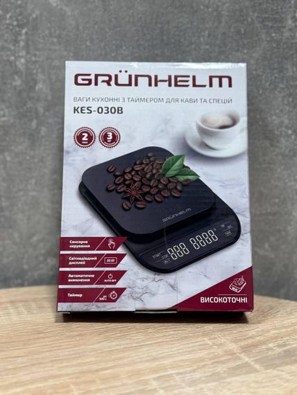 Ваги кухонні Grunhelm KES-030B  з таймером сенсорне управління 3 кг Чорний | Зображення 2