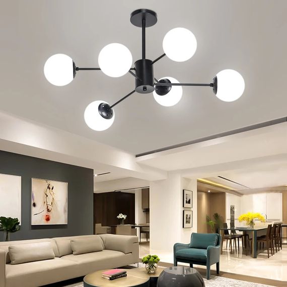 Люстра стельова на 6 лампочок 26223 Чорний 40-70х88х88 см.