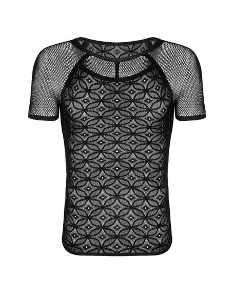 Чоловіча напівпрозора футболка з орнаментом Obsessive T102 T-shirt S/M/L, чорна sexstyle | Зображення 5