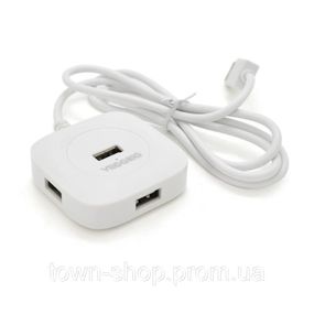 Хаб VEGGIEG V-U2408 USB 2.0 4 порта, 480Mbts, питание от USB, White, 1,0m, Box