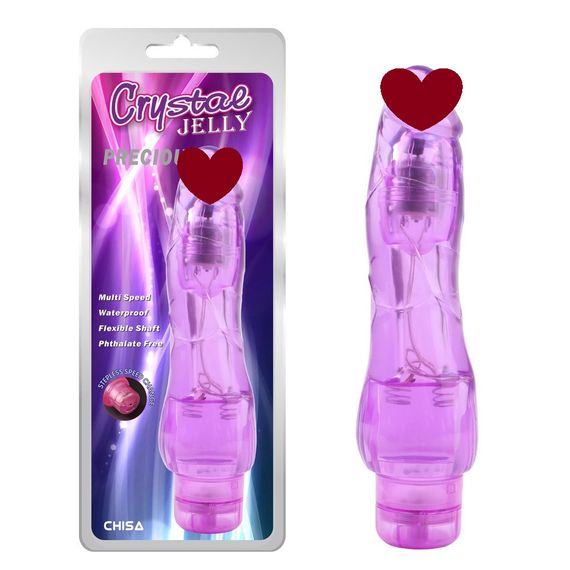 Вібромасажер реалістичний Chisa Jelly Crystal Precious на батарейках, фіолетовий Sex Aura