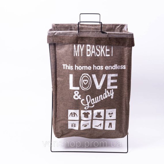 Корзина для белья на подставке 36×32×52 (см) мягкая Коричневая HP-41-11HAKI | Зображення 1