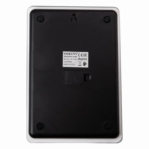 Ваги для кухні Sokany до 5 кг електронні на батарейках Чорні Lugi SK-19027B | Зображення 3