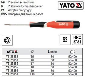 Отвертка YATO викрутка мини TORX прецизийна T8 l=50 мм YT-25855