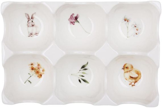 Блюдо порцелянове "Spring Story" (2 штуки) для закусок 6ти секційне 15х10см