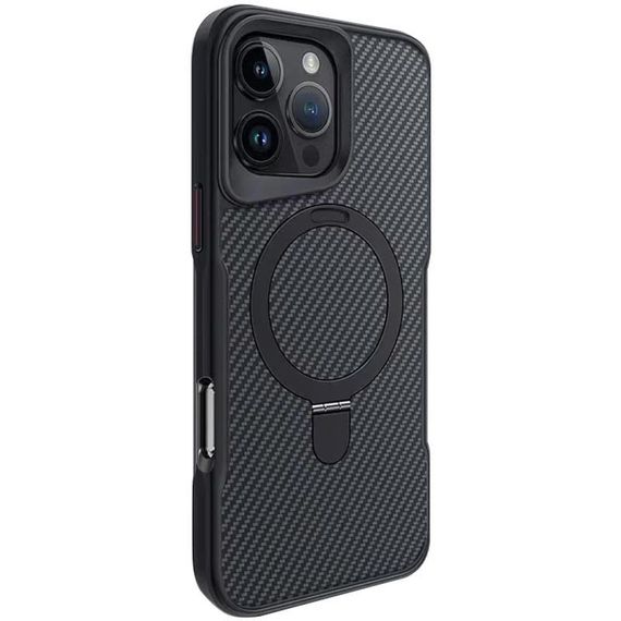 TPU+PC чехол Metal Buttons with MagSafe Carbon Ring для Apple iPhone 16 Pro (6.3") Черный