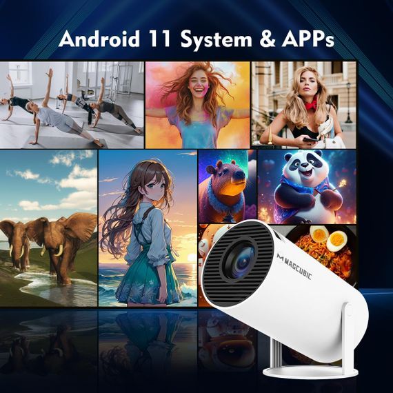 Смарт-проектор HY300 PRO с Android TV 11.0 поддержкой 4K WiFi 6 и Bluetooth 5.0 | Зображення 1