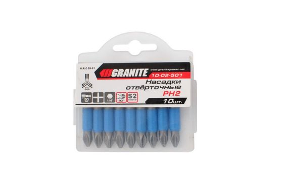 Бита Granite - PH2 х 50 мм (10 шт.) (10-02-501) | Зображення 1