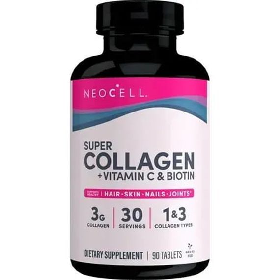 Коллаген + витамин С и биотин, Collagen, + Vitamin C &amp; Biotin, NeoCell, супер, 90 таблеток