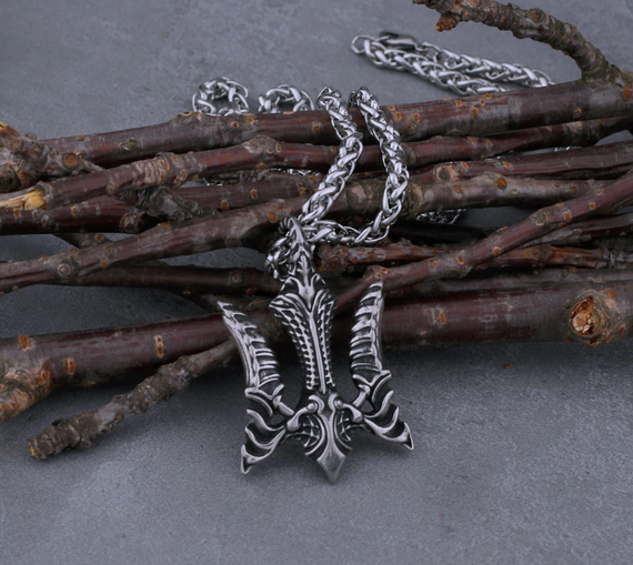 Кулон підвіска Vikings Poseidon тризуб Посейдона, герб України з ланцюжком - Silver | Зображення 2