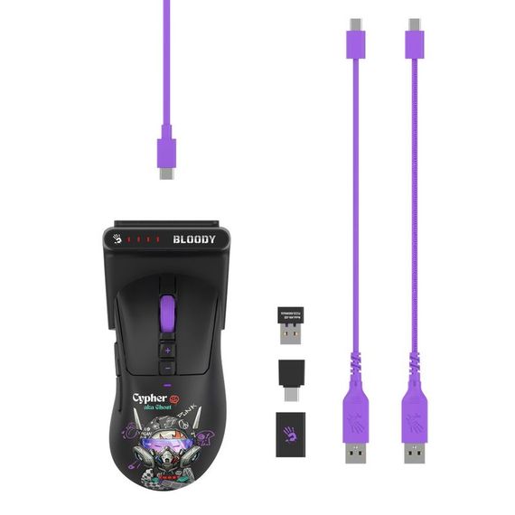 Миша ігрова бездротова Bloody R73 Ultra Duo (Cypher Ghost), колір чорний з малюнком | Зображення 1
