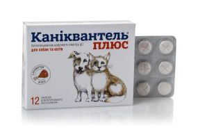 Каниквантель Плюс (Caniquantel Plus) антигельминтик широкого спектра действия с ароматом мяса 1 табл 12 табл упаковка