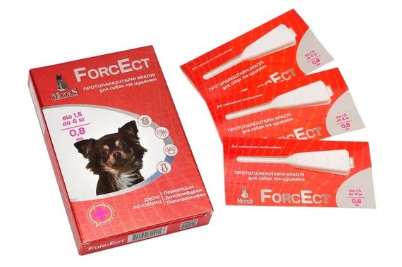 Противопаразитарные капли для собак весом до 4 кг ModeS ForcEct, 3 пип | Зображення 1