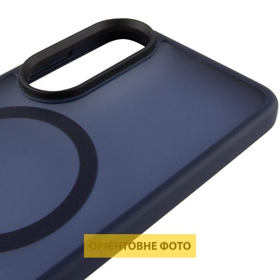 TPU+PC чохол Metal Buttons with MagSafe Colorful для Samsung Galaxy S25 Edge Сірий / Grey Синій / Navy Blue | Зображення 3