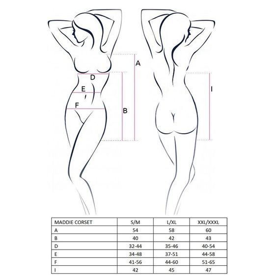 Корсет-сорочка з пажами Passion MADDIE CORSET black, L/XL | Зображення 2