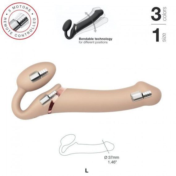 Безремневий страпон з вібрацією і пультом управління Strap-On-Me Vibrating Flesh L | Зображення 1