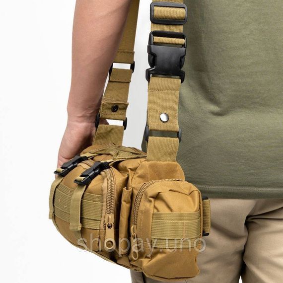 Сумка - подсумок тактическая поясная Tactical военная, сумка нагрудная с ремнем на плечо 5 литров кордура AF-31 | Зображення 3