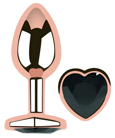 Анальна пробка з кристалом EGZO - Rose Gold Heart Plug Black size M Sex Aura | Зображення 1