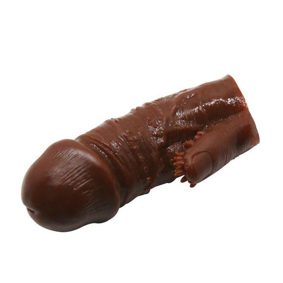 Насадка - презерватив BI-016001-0902S ( коричневый ) Sex Aura | Зображення 4