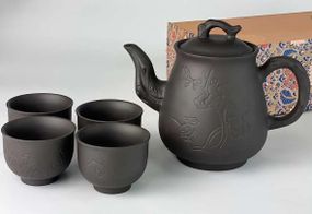Сервіз чайний з глини Olens Птах T2575-1 5 предметів темно-коричневий