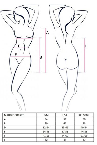 Корсет-сорочка с пажами Passion MADDIE CORSET L/XL, black, трусики sexstyle | Зображення 1