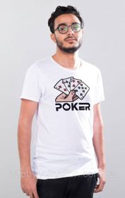 Футболка чоловіча із принтом "Poker" біла